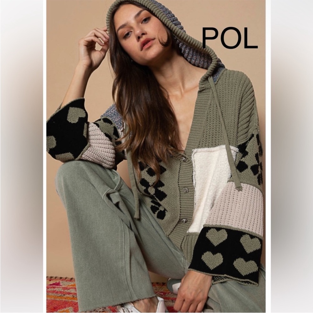 POL Multicolor Heart Pattern Sweater - image 1